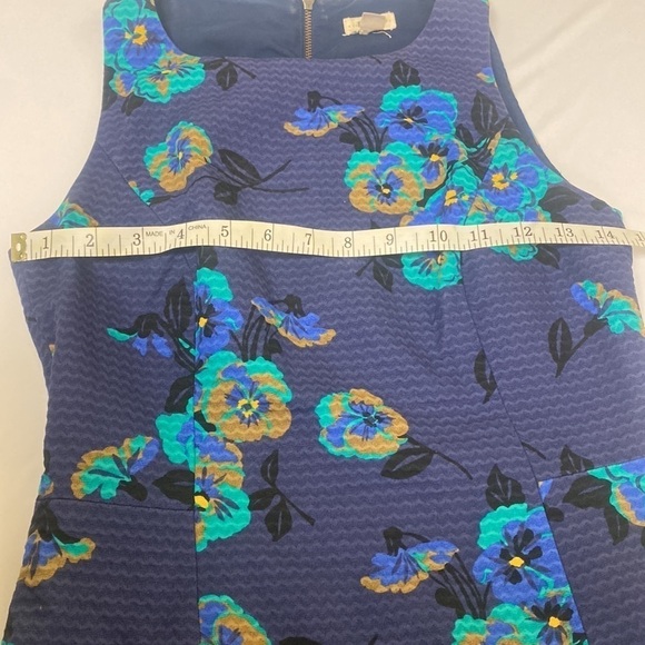 Fossil Blue Dress Lite Blue Flowers Zips Up Back - Picture 6 of 9